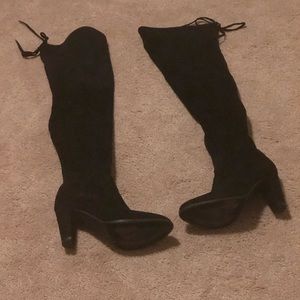 Black suede over the knees boots